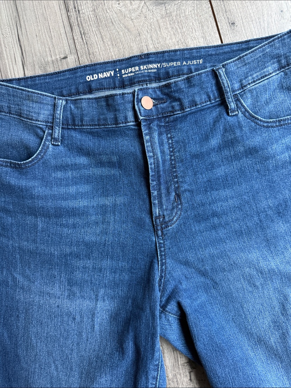 Old Navy Super Skinny Jeans - Medium Blue Denim mid rise stretch 14Tall